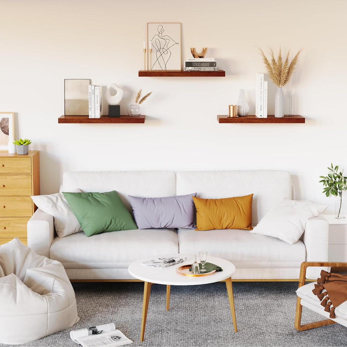 Estantes flotantes de madera, juego de 3, 16 para pared