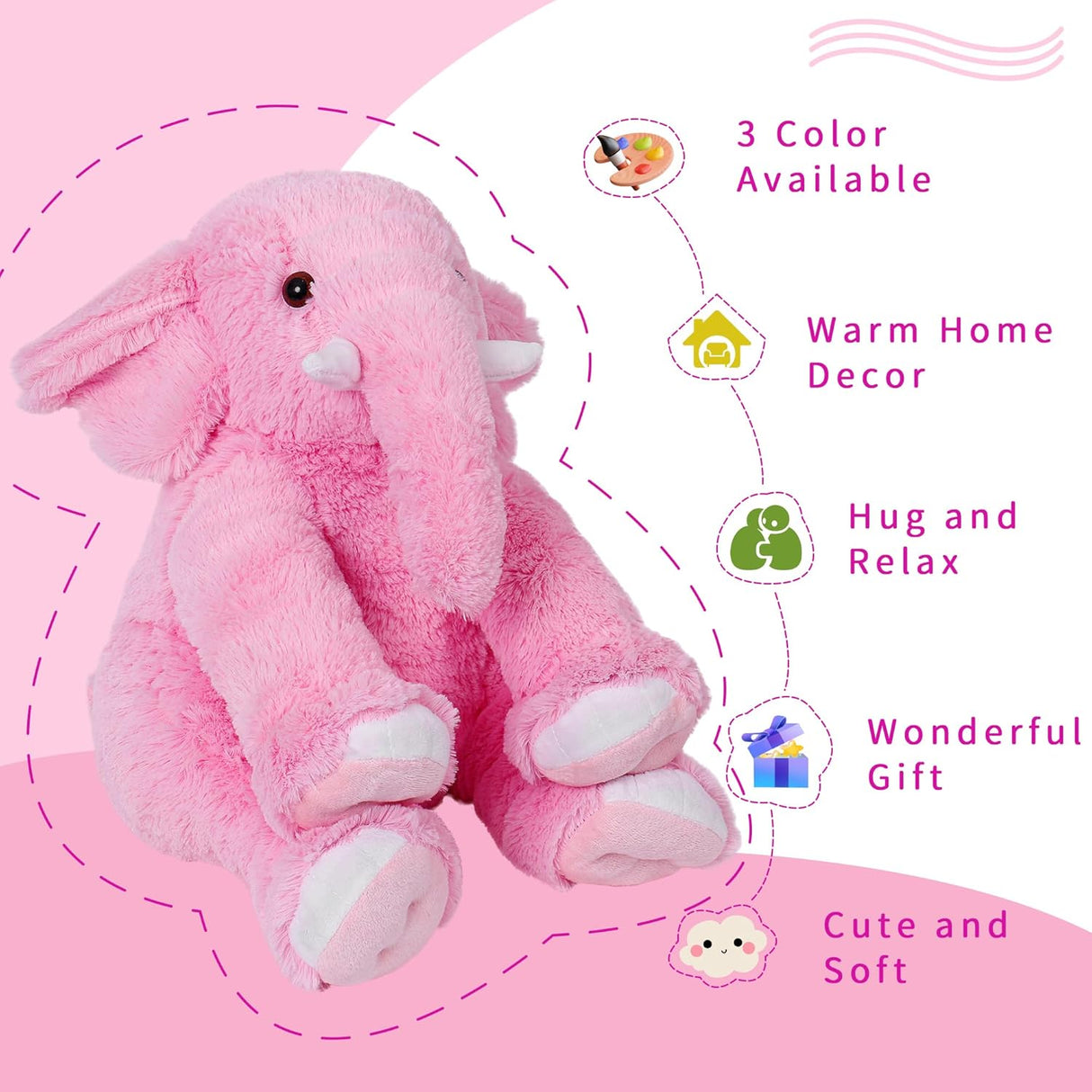 Lindo peluche almohada Elefante rosa, los niños lo aman