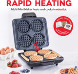 Mini Waffle Maker DASH - 4 Moldes, Super Rápido y Antiadherente