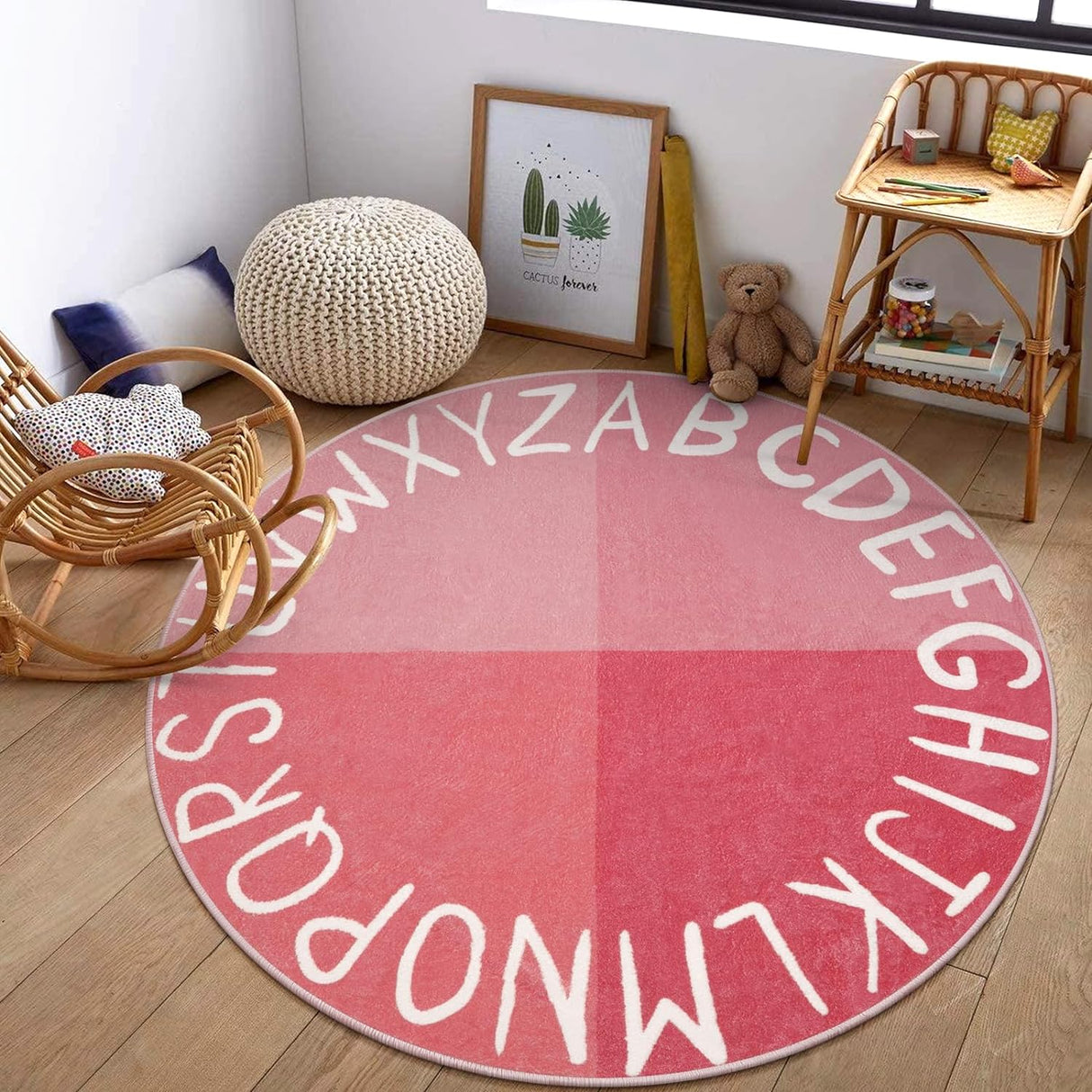 Alfombra Redonda Lavable para Niños, LIVEBOX, 71 ABC