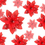 Flores Poinsettia Artificiales, 36 Pcs, Decoración Navidad