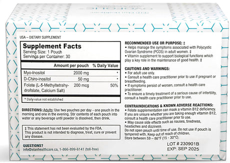 Ovofolic Inositol Suplemento - Myo-Inositol + D-Chiro, 40:1, 30 sobres