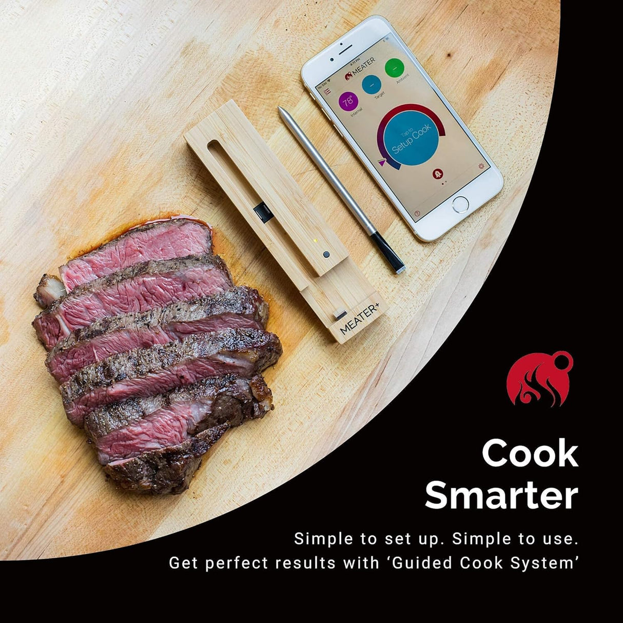 Termómetro de carne MEATER Plus, Bluetooth, guantes BBQ, bundle