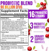 Probióticos para Mujeres - 90B CFU, 16 Cepas, Cranberry, 60 caps