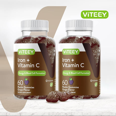 Suplemento Gomitas de hierro de 20 mg + vitamina C de 26 mg