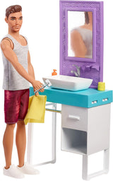 Barbie Ken Set de Baño con Mueble y Accesorios para 3-7 Años