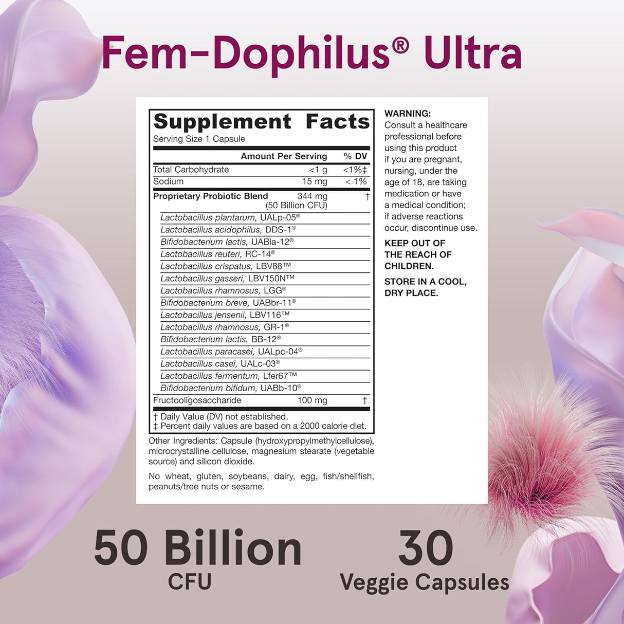 Jarrow Fem-Dophilus Probiótico Vaginal y Digestivo 50B CFU