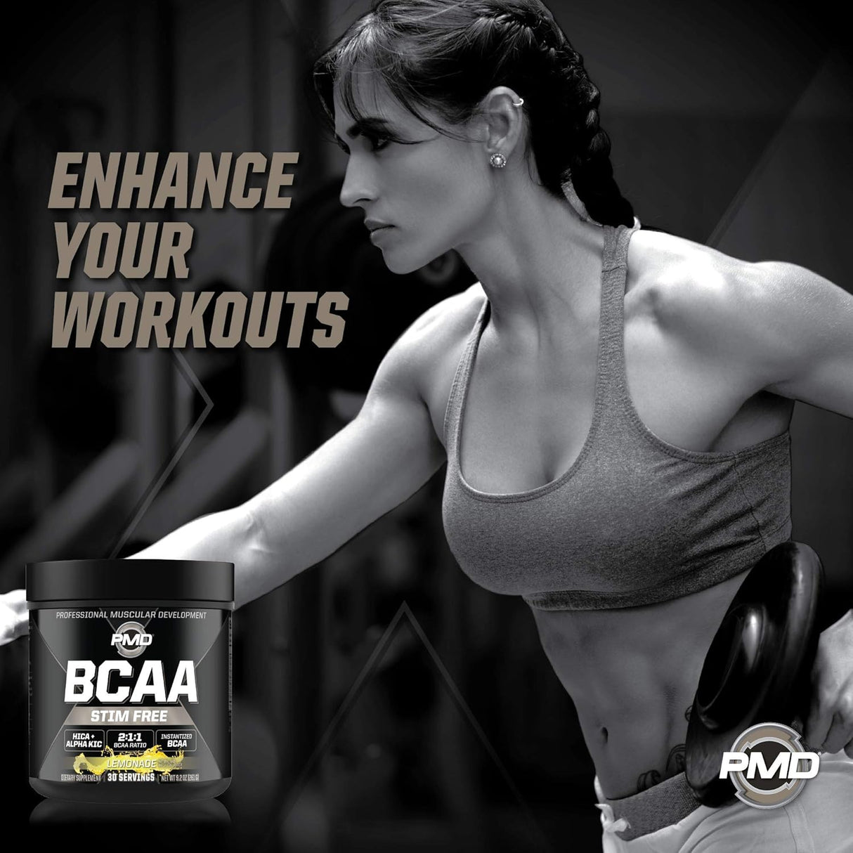 PMD Sports BCAA Aminoácidos sin Estímulo, Mejor Rendimiento 30 Servs