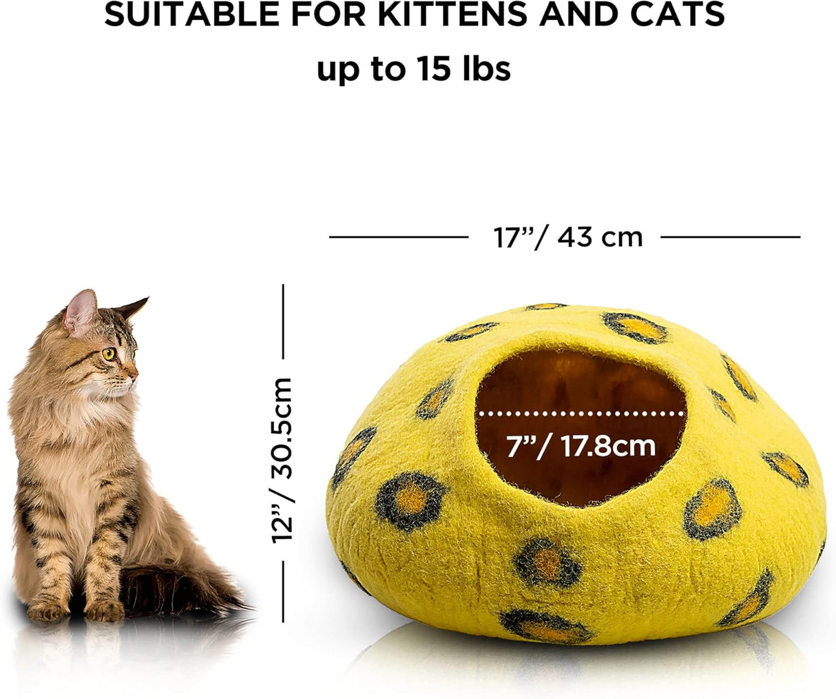 Cueva para Gatos Woolygon - Felt Bed Ecológico - Polka Dot