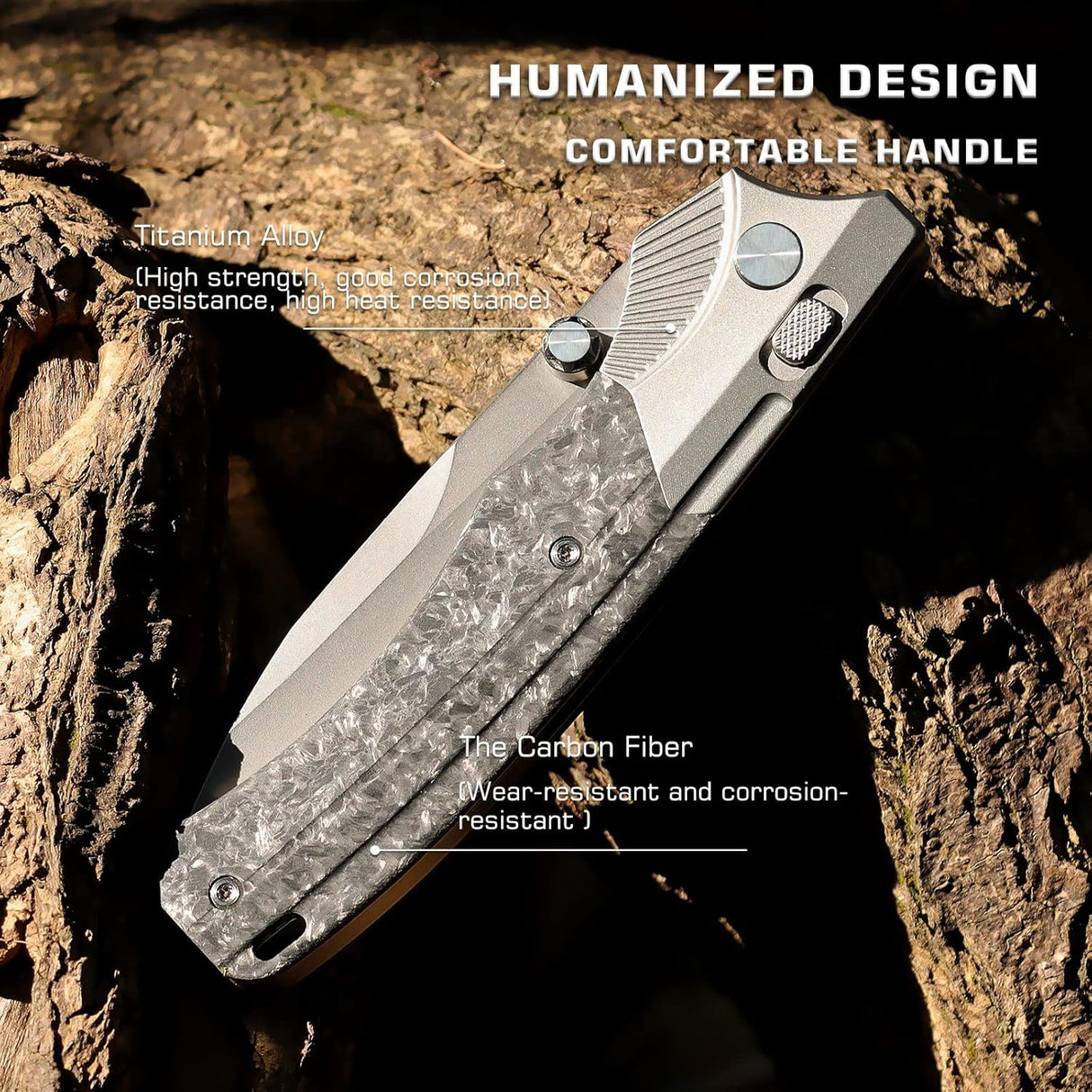 Cuchillo de bolsillo EDC con mango de titanio para hombres