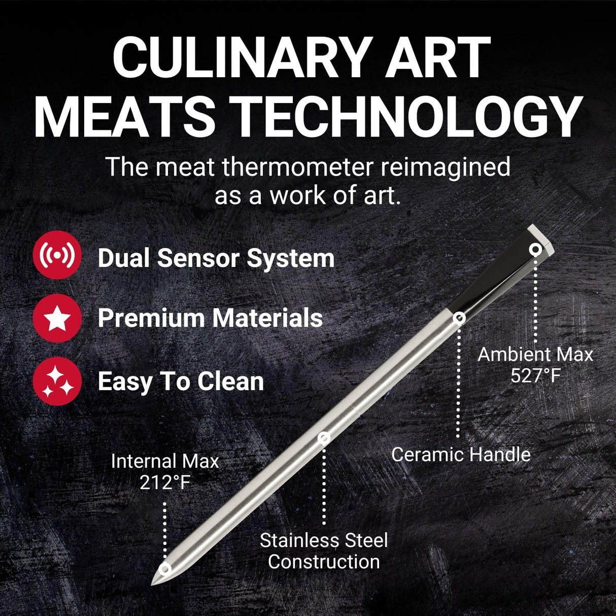 Termómetro de carne MEATER Plus | Inalámbrico, Bluetooth, App
