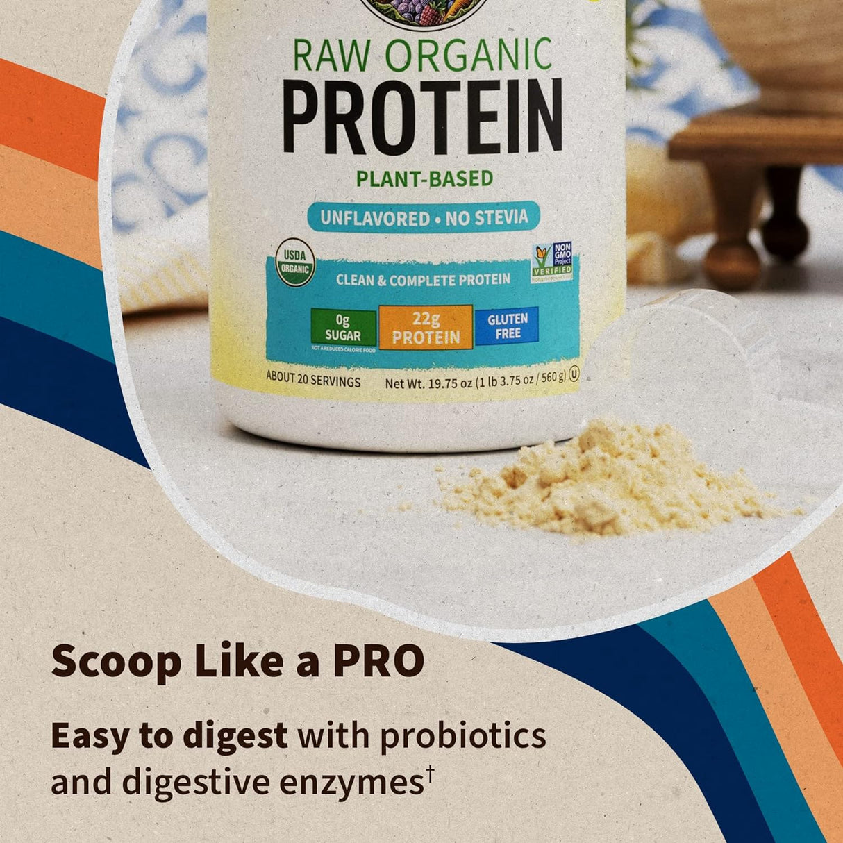 Suplemento Polvo de proteína vegana orgánico con vitaminas