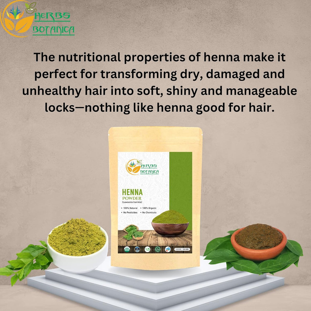 Polvo de Henna Orgánica para Cabello y Arte Corporal