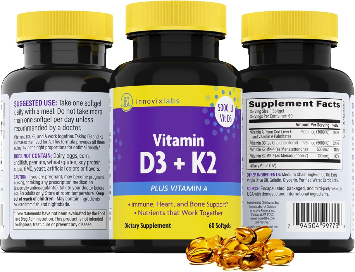InnovixLabs Vitamina D3 K2 5000 IU 60 Cápsulas