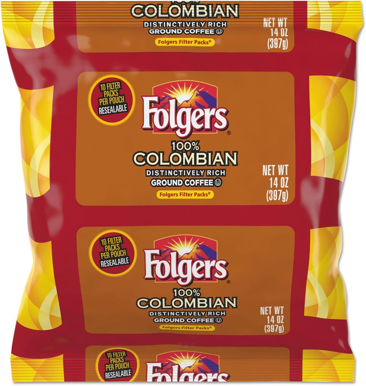 Paquetes de café Folgers, descafeinado, 0.9 oz, 200/cartón