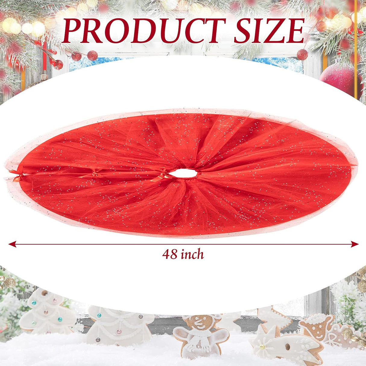 Funda de Árbol de Navidad Ruffle Shiny Tulle Doble Capa 48