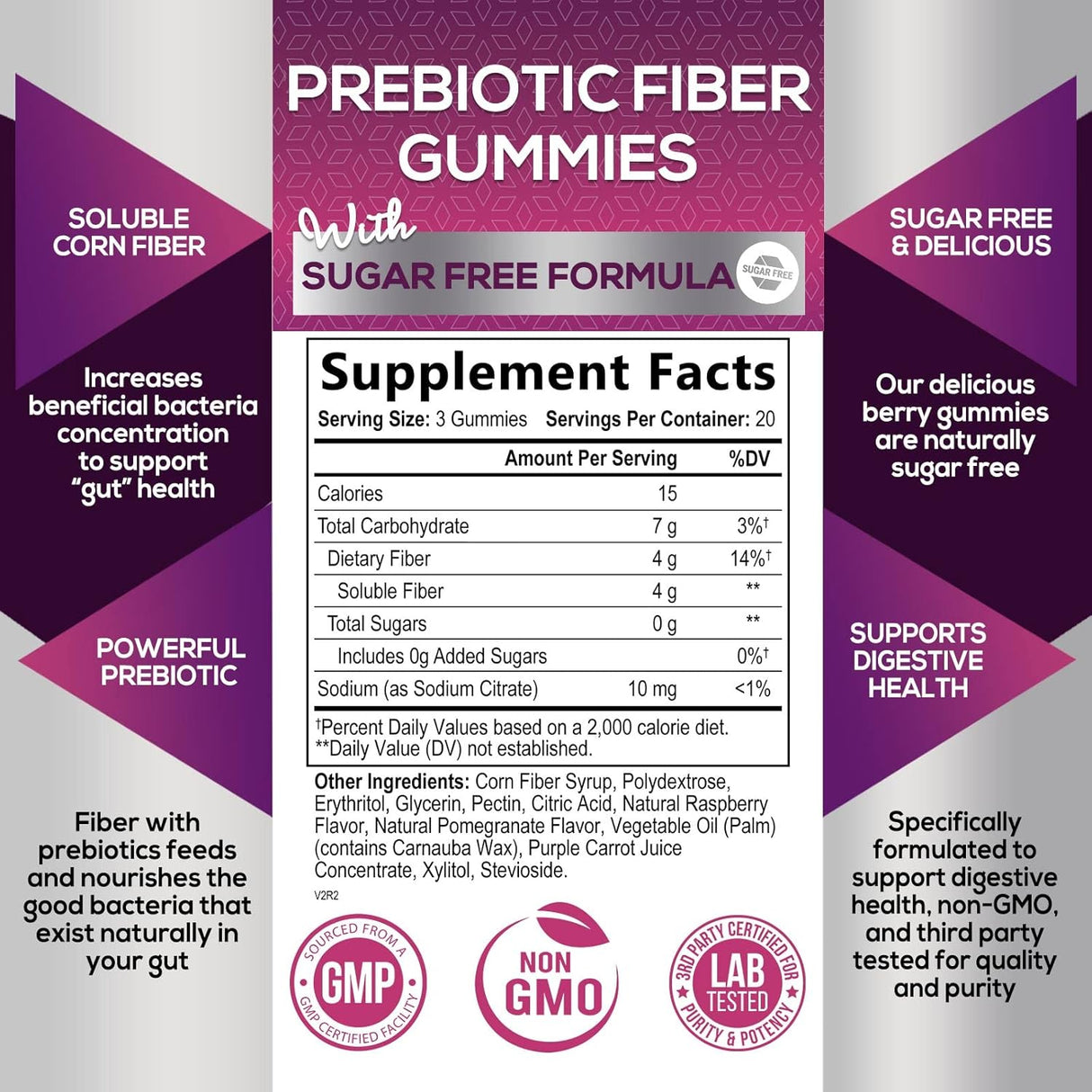 Suplemento de fibra sin azúcar para adultos Nature's Nutrition