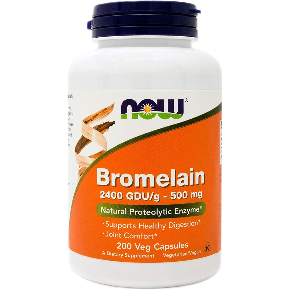 Now Bromelain 500 mg, 200 cápsulas vegetales - Piña natural, suplemento enzimático proteolítico, 2400 GDU
