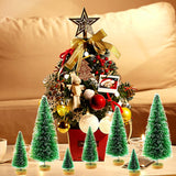 Yookat 40 Piezas Mini Árboles de Navidad con Base de Madera