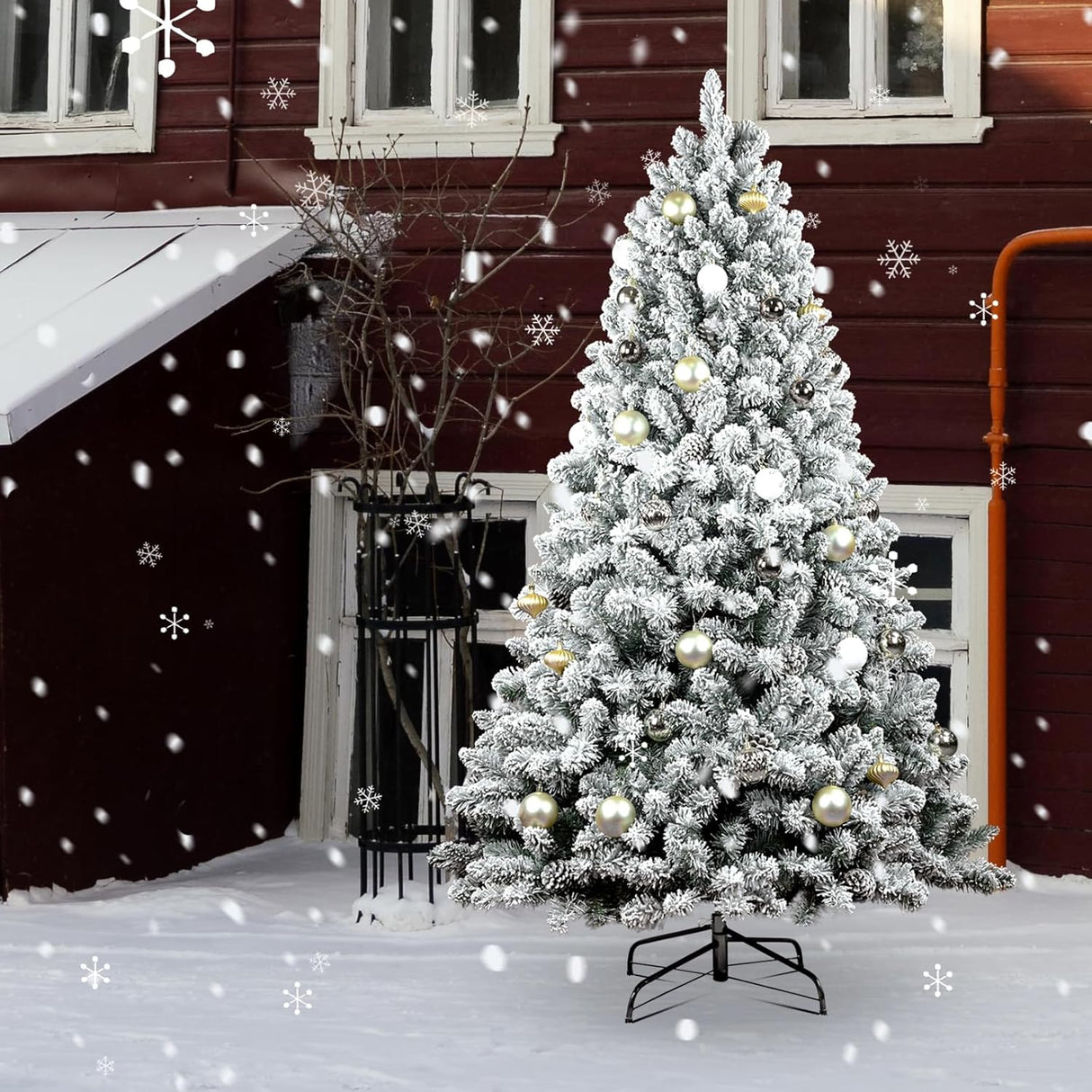 Árbol de Navidad Artificial 5FT Maylaviu, 600 Ramas, Base Metálica