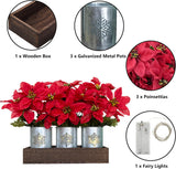 Flores Artificiales de Poinsettia, Decoración LED, Modelo 2023