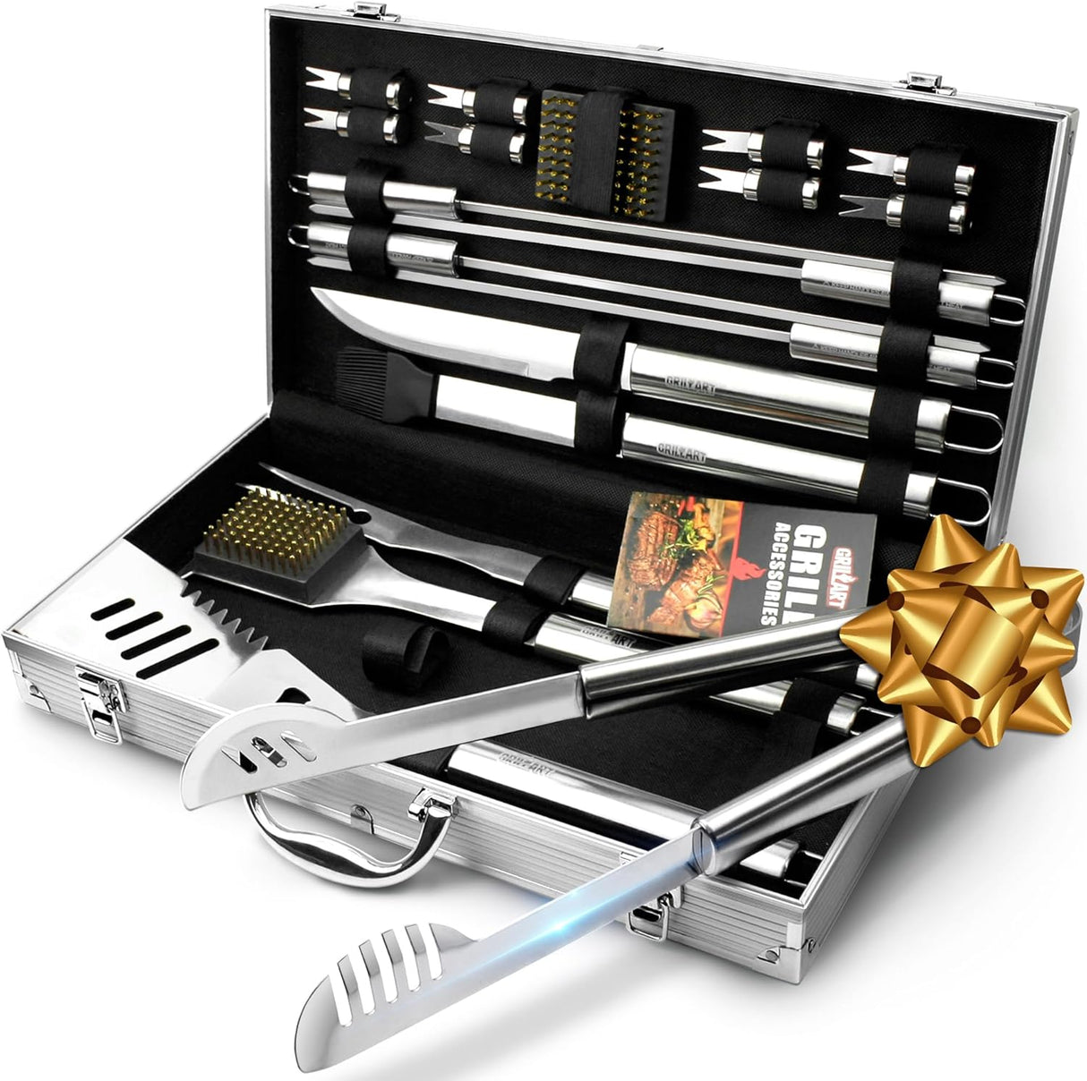 Set de Utensilios de Barbacoa GRILLART, 19 Piezas, Acero Inox.