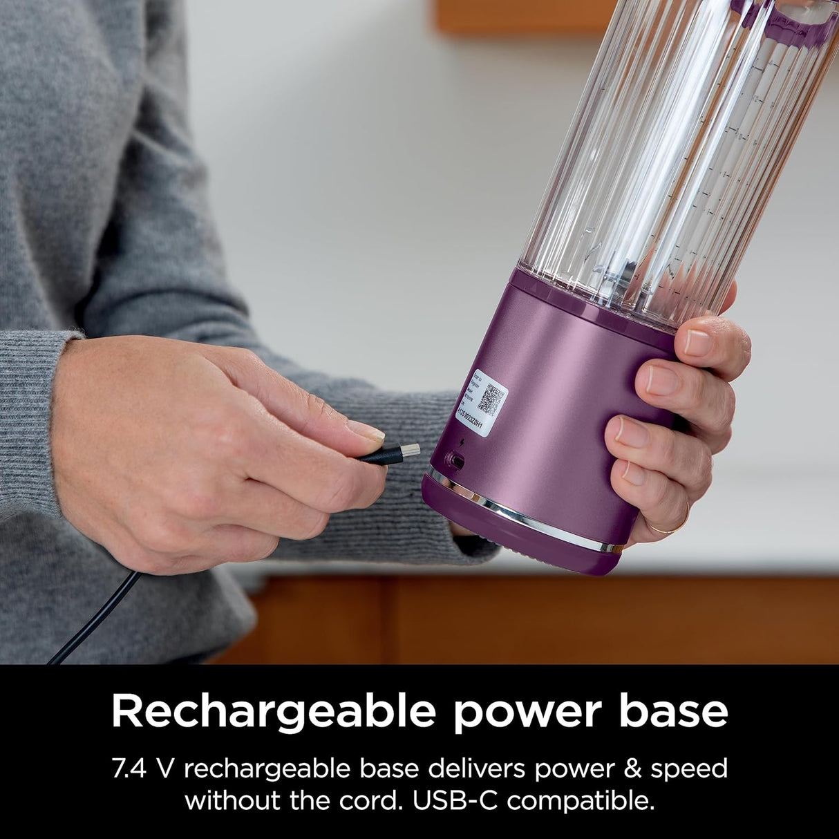 Licuadora portátil Ninja BC151PR, 18oz, recargable USB-C