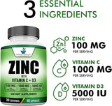 Suplemento de Zinc, Vitamina C y D3 American Standard 60 cápsulas