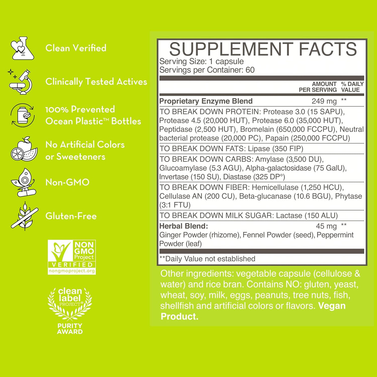 Suplementos Alimenticios Enzimas HUM Nutrition 60 cápsulas