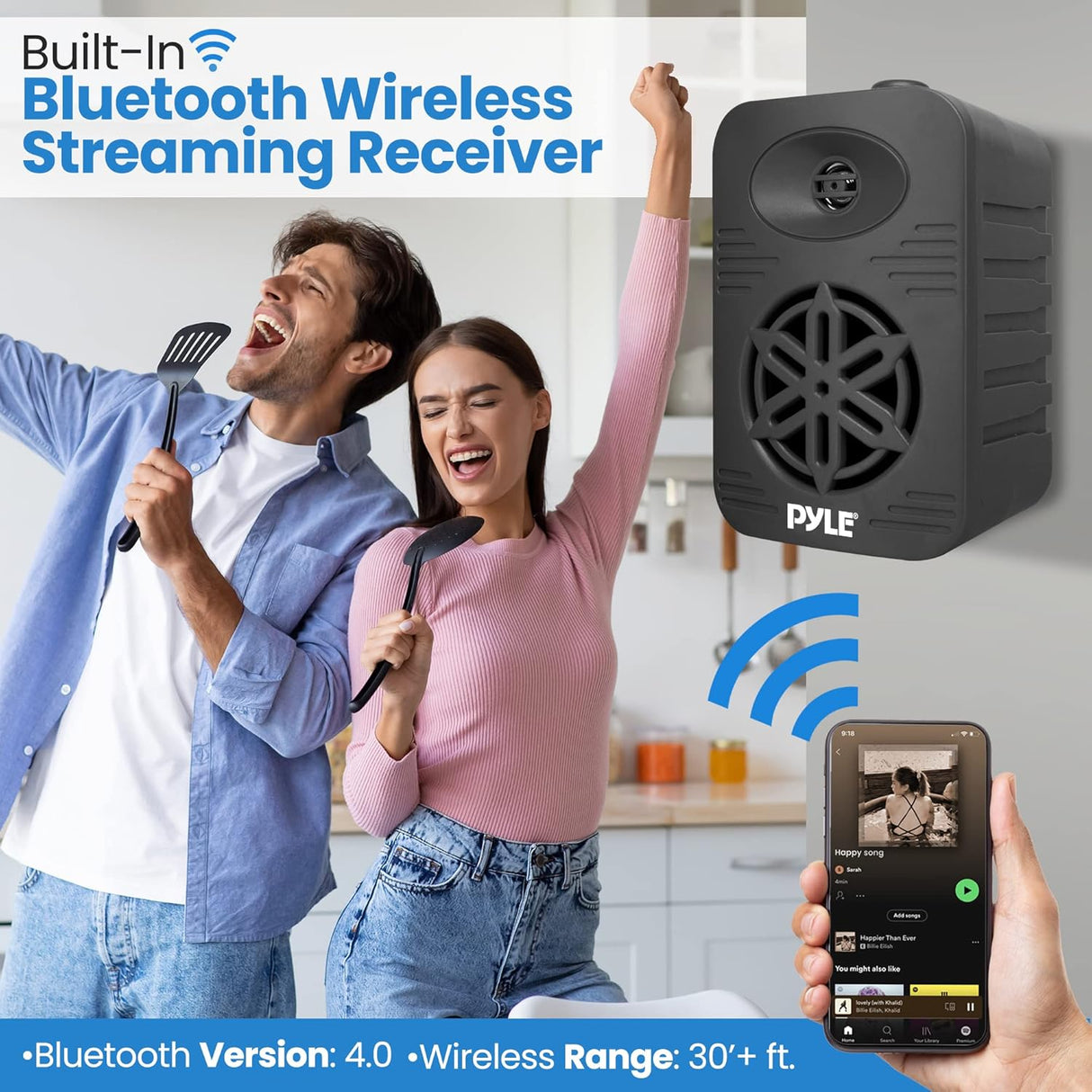 Par de altavoces Bluetooth para interiores y exteriores, 500 W, impermeable PDWRBT56BK