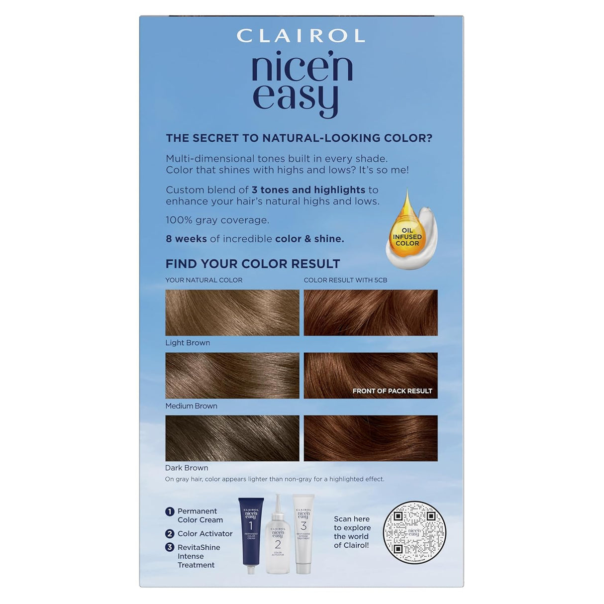 Tinte Permanente Clairol Nice'n Easy 5CB Castaño Medio Cálido