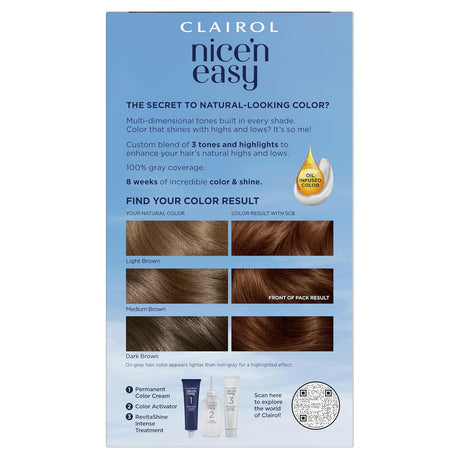 Tinte Permanente Clairol Nice'n Easy 5CB Castaño Medio Cálido