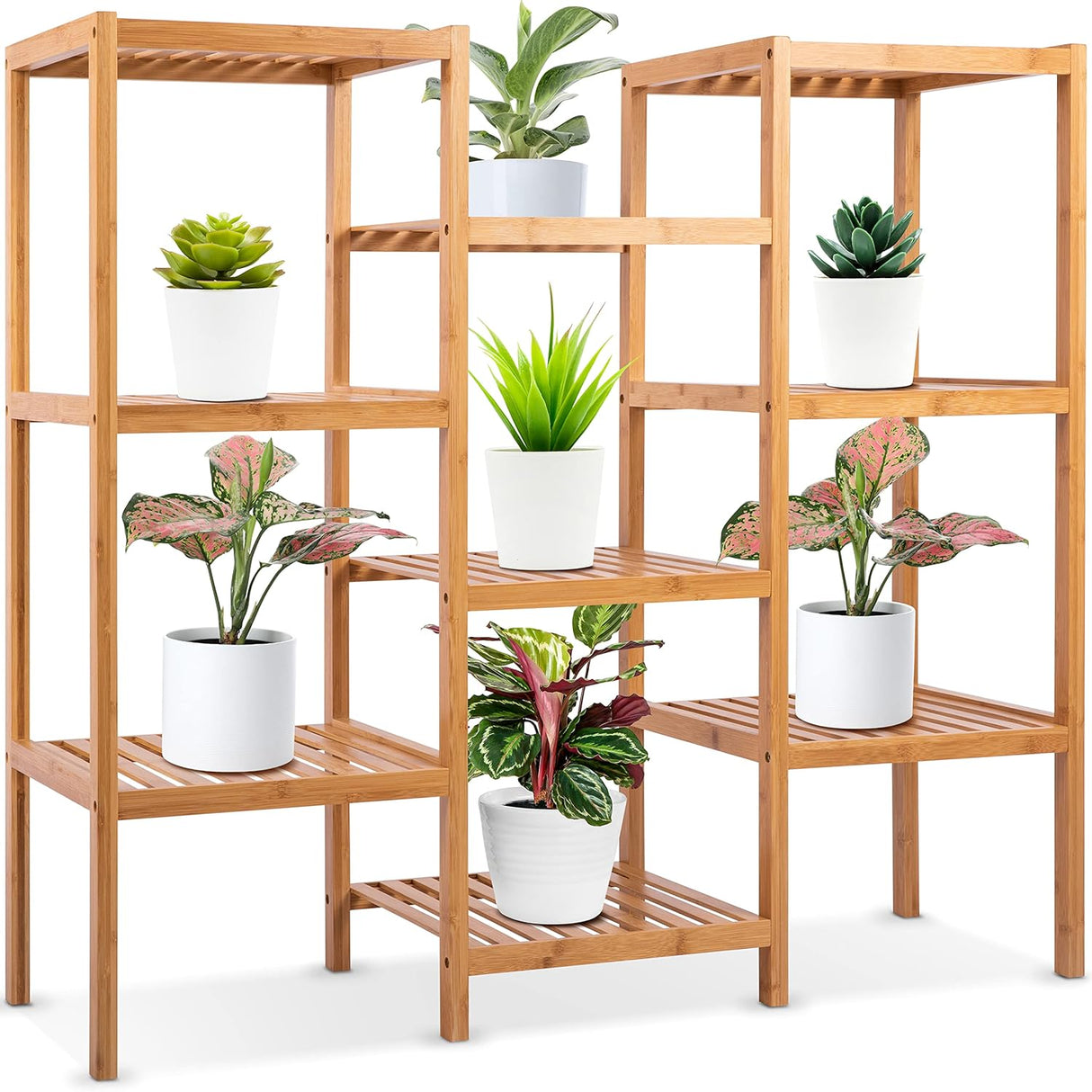 Soporte de bambú de 9 niveles para plantas SereneLife