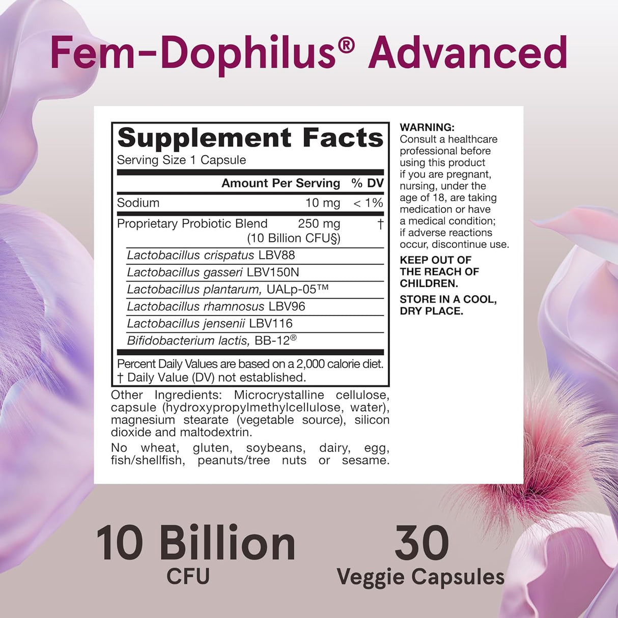 Probióticos avanzados Fem-Dophilus apoyo Digestivo 30 cápsulas