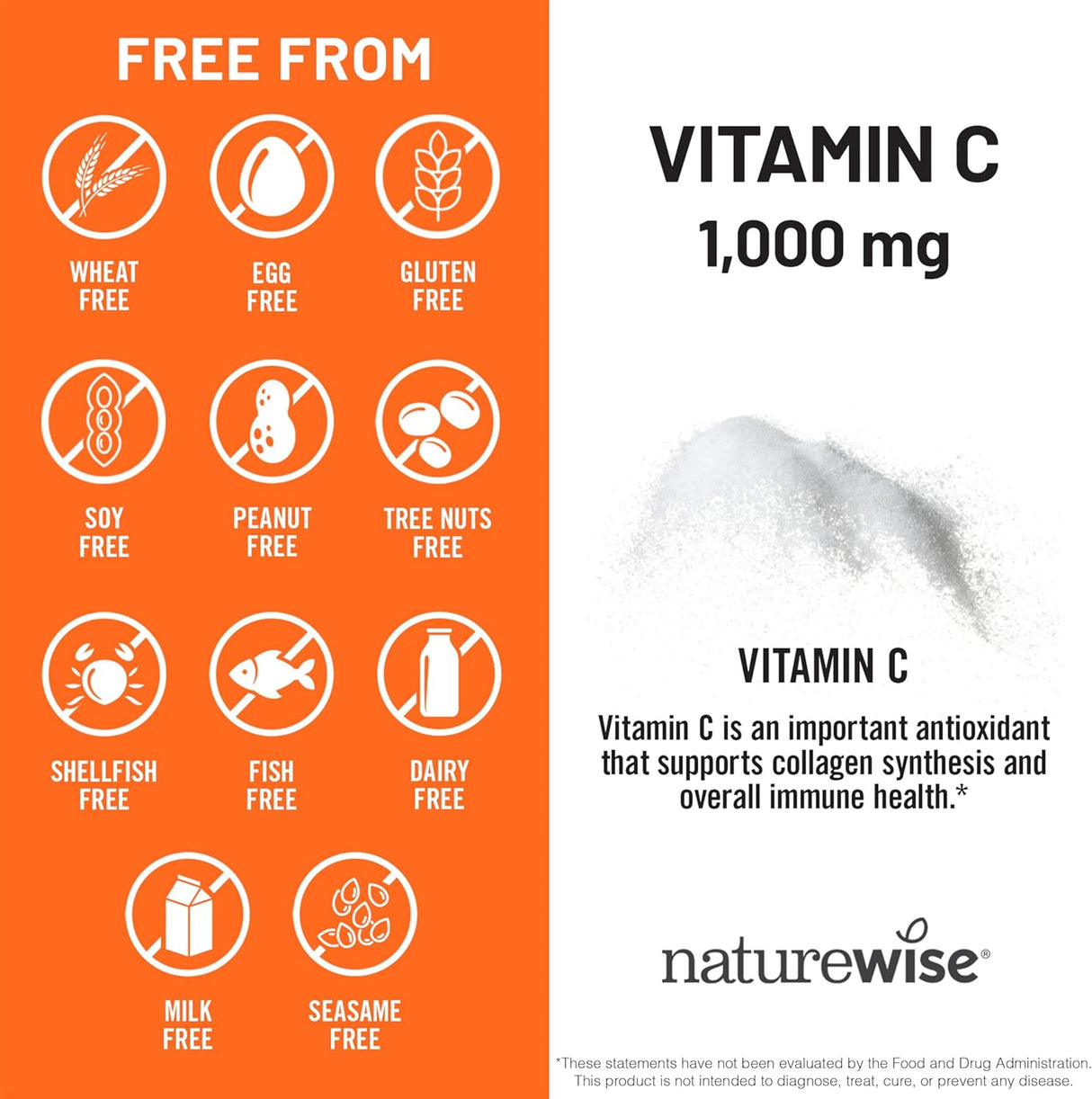 VitaminC 1000mg NatureWise - Vegano, Antioxidante, 60 cápsulas