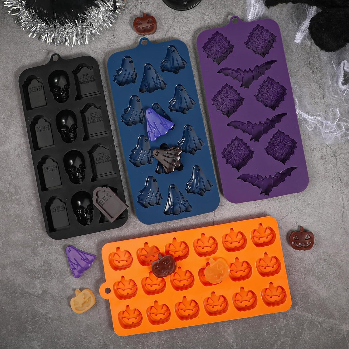 Moldes de Silicona Webake para Chocolates de Halloween 4PCS