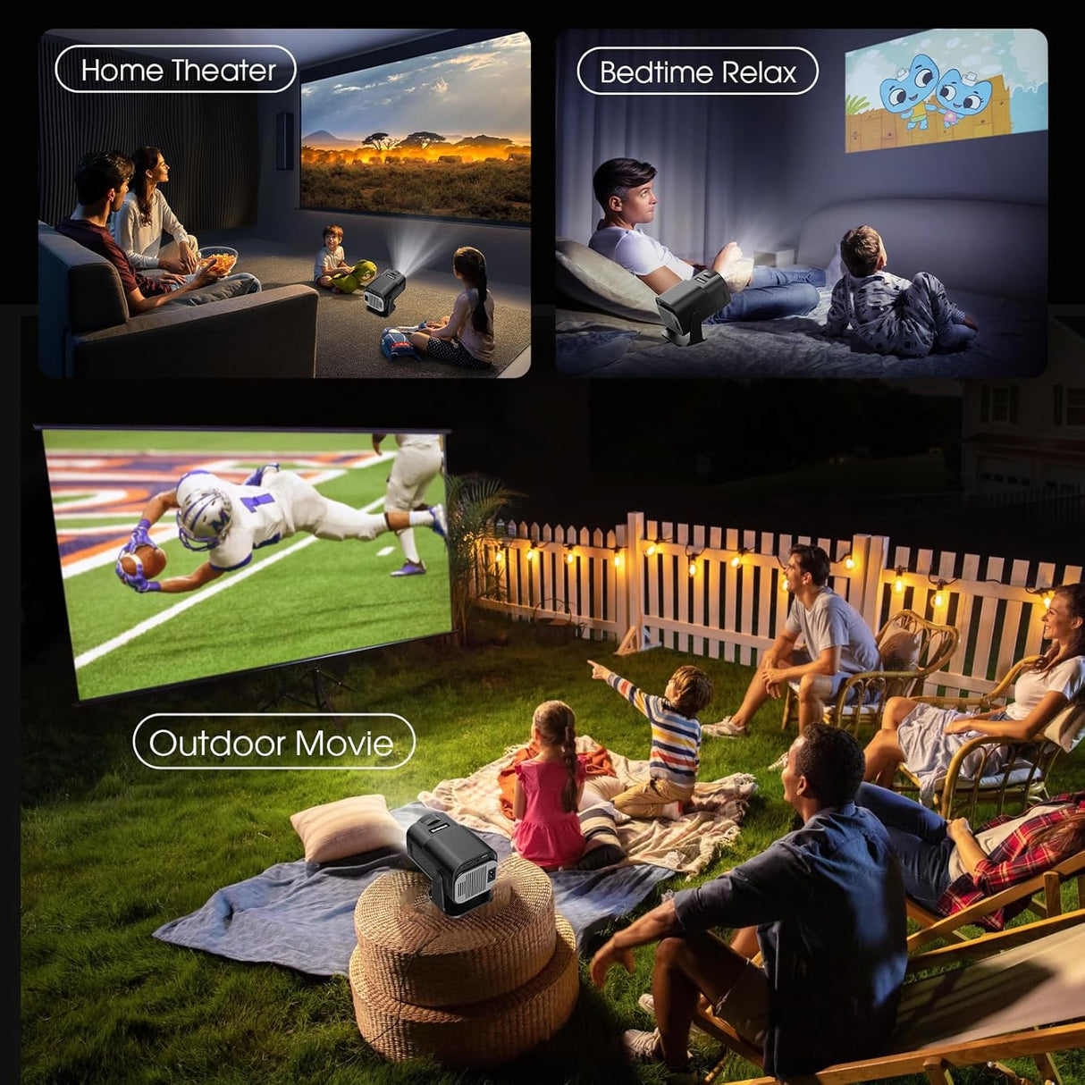 Proyector Mini 1920x1080P, WiFi, Bluetooth, Auto Keystone, 4K