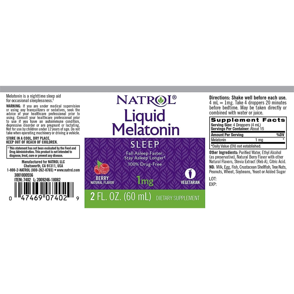 Suplementos  Natrol Tintura líquida  a dormir más rápido 1mg