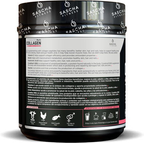 SASCHA FITNESS Collágeno Hidrolizado con Ácido Hialurónico Biotina