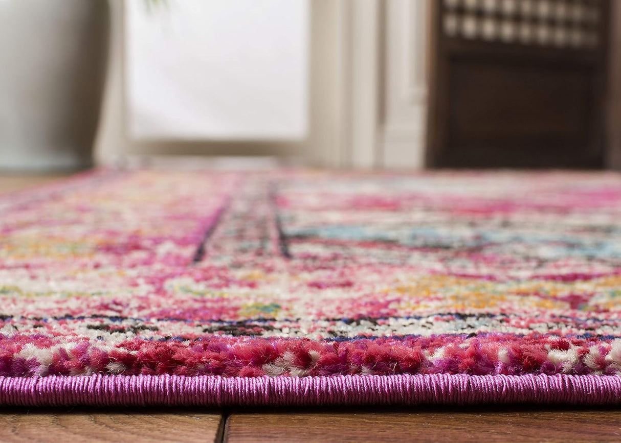 Alfombra de área cuadrada, diseño bohemio, fácil cuidado, MNC243D