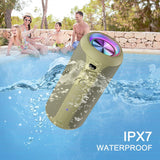 Parlante Bluetooth 5.3 inalámbrico IPX7, sonido estéreo 24W, RGB