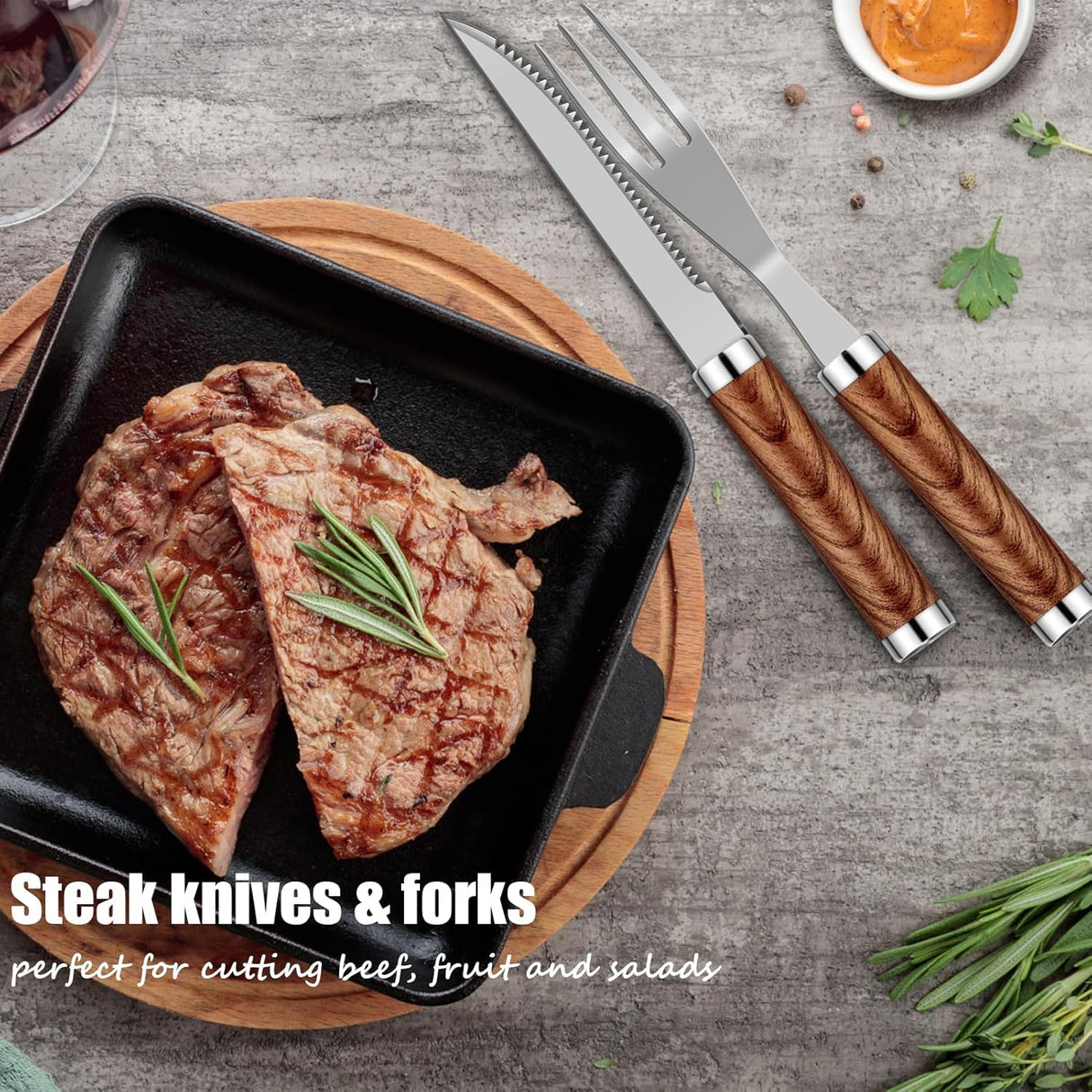Set de accesorios de parrilla 35 pcs, herramientas de acero