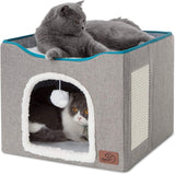 Cueva para Gatos Bedsure, con Bola y Rascador, 16.5x16.5x13