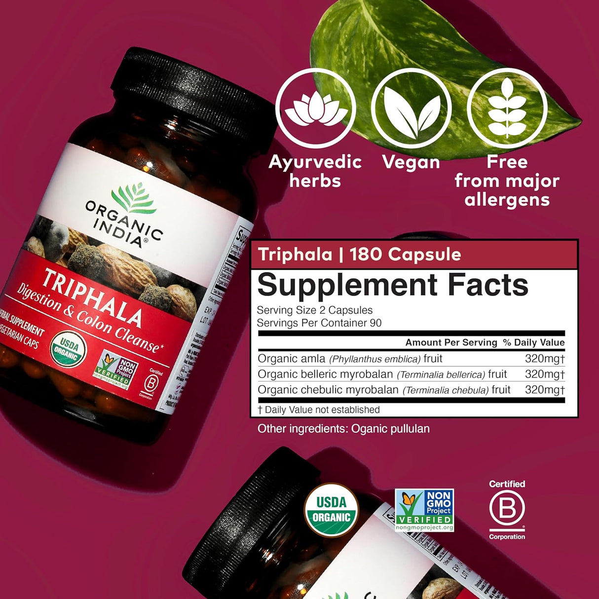 Suplemento ORGANIC INDIA Triphala  Apoyo a la digestión