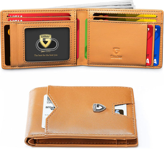 Billetera Slim GSOIAX de Cuero con Bloqueo RFID Bifold