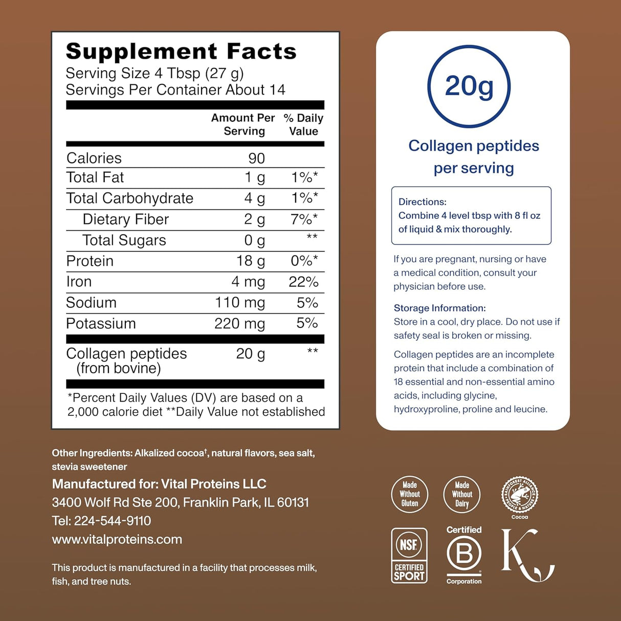 Polvo de colágeno Vital Proteins, promueve salud en piel y más