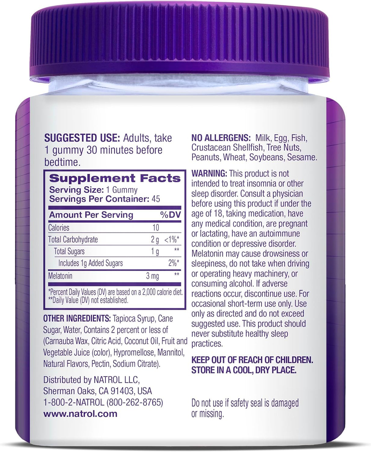 Natrol Time Release para un sueño reparador 3 mg 45 gomitas