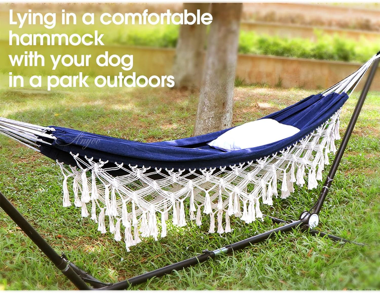 Hamaca Anyoo Garden Algodón Deluxe con Tassels, 450lbs