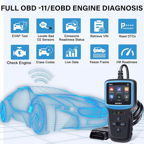 Escáner OBD2 con datos en vivo, Negro ‎W4 AMTIFO