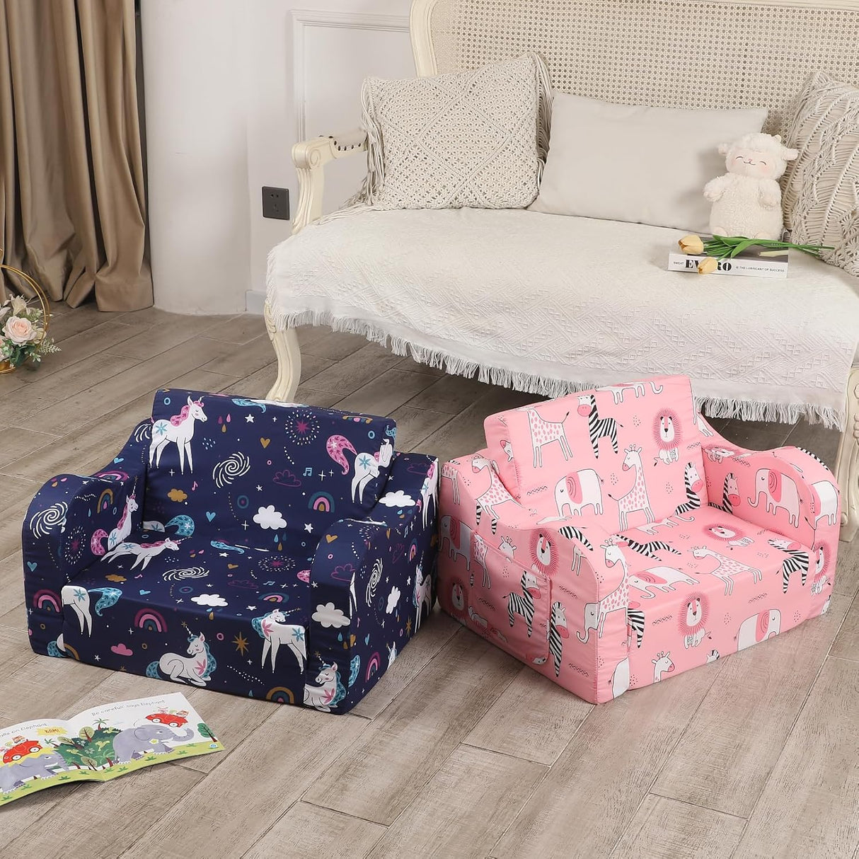 Silla infantil de unicornio arcoíris plegable MOMCAYWEX